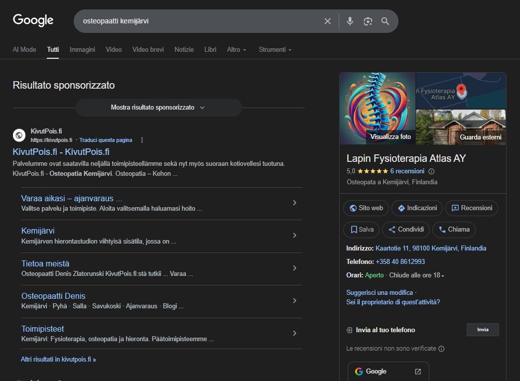 Kivutpois.fi al numero 1 nella SERP